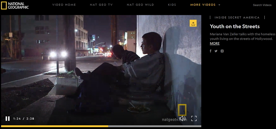 Undercover USA,Hollywood Homeless 翻攝自國家地理頻道網站