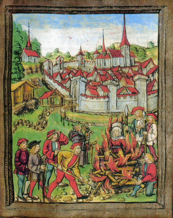 獵巫,引自wiki,The burning of a woman in Willisau, Switzerland, 1447